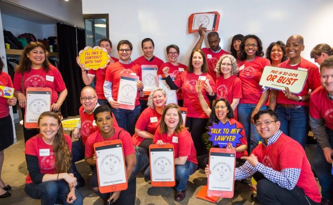 Group photo of freelancers at a Freelancers Union event.