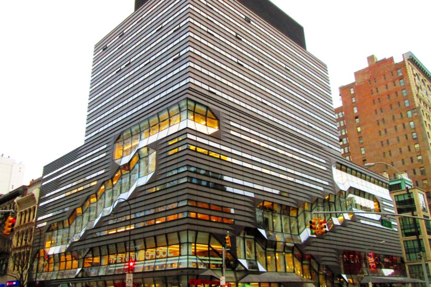 The building exterior of the New School in New York